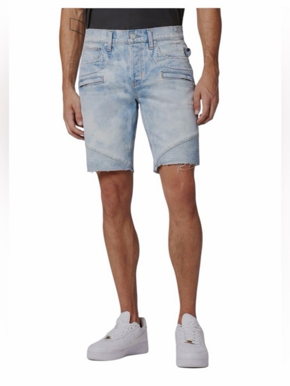 Hudson Jeans Blinder Biker V2 Short Men's 38 Exposition Denim Button Zip Closure